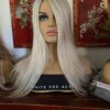 Topper silk top 8*8” base 20” length 150 density European virgin hair cuticle aligned T9 lightest blonde with root shadow.