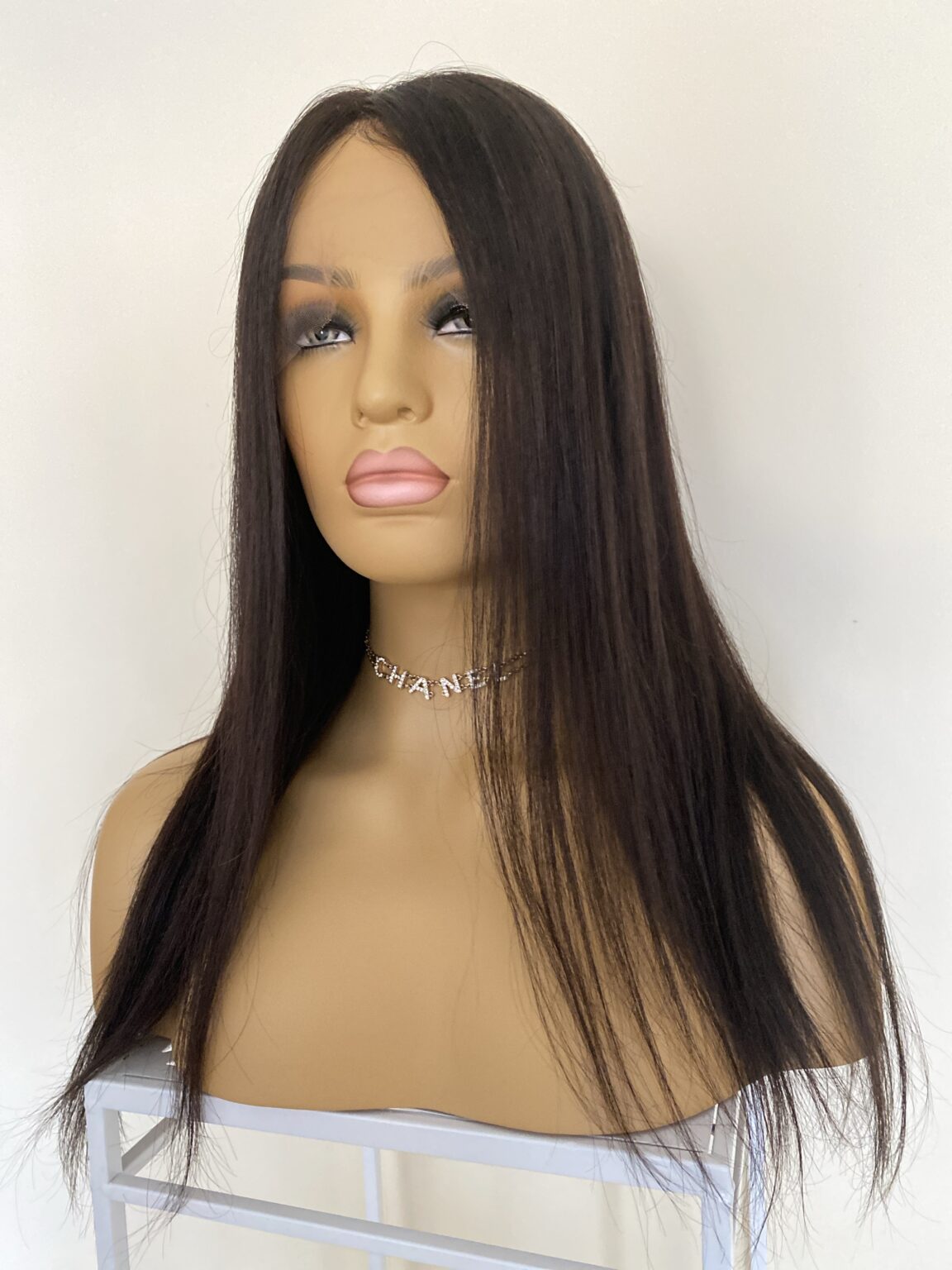 Vivienne 22” Swiss transparent lace front colour #2 darkest brown Russian virgin hair 130 density S cap