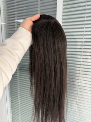 Silk topper 20” Virgin hair 8*8 base 130 density natural black